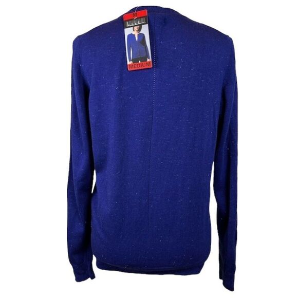 NWT Nicole Miller Button Front Cardigan Cobalt Blue with Metallic Silver Size M - Picture 4 of 12
